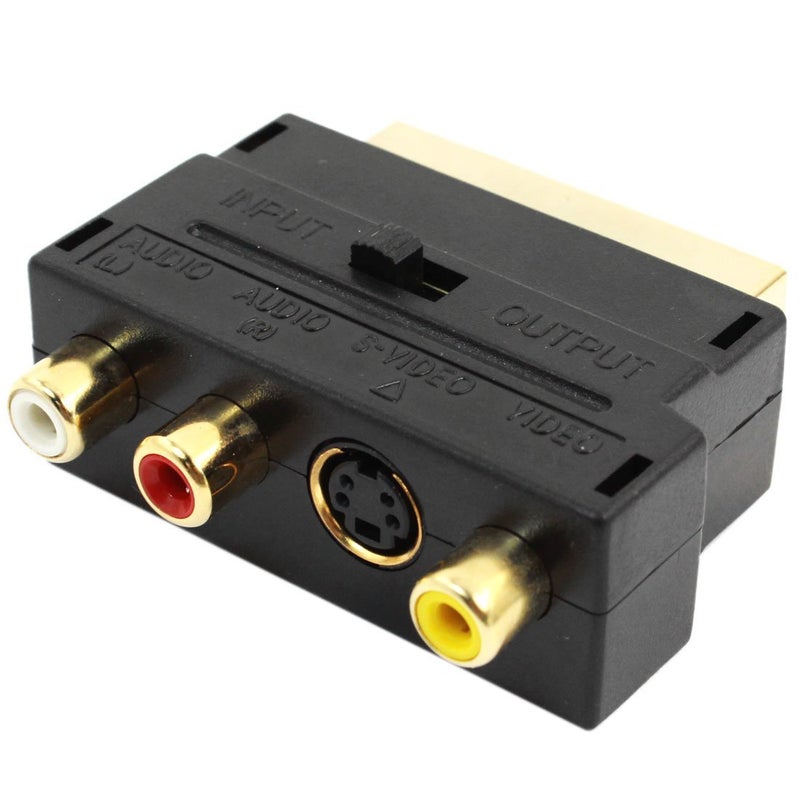 Haokiang Scart 20 Pin Male to 3 RCA AV Female + S Video Converter Adapter - Image 1